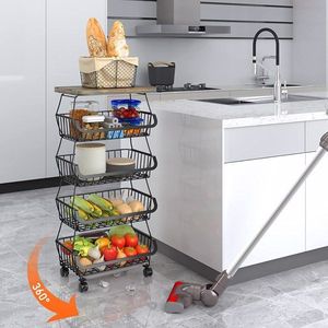 5-Layer Stackable Metal Wire Basket Vertical Cart Floor Standing Fruit Organizer Storage Kitchen Used Kitchen Wire Basket - Product Image 2