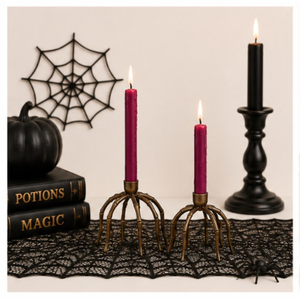 Handmade Bronze Spider <b>Taper</b> <b>Candle</b> Holder Set Vintage Style Metal Candlestick for Home Decor & Halloween Table Centerpieces - Product Image 2