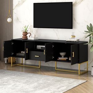 U-Can moderno supporto TV per TV fino a 70 pollici 1 cassetto con dispositivo Anti-punta 2 armadi metallo gambe eleganti mobili da soggiorno - Product Image 3