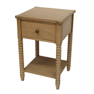 Mesa de Noche de Madera Mindi con 1 Cajón Bobby Collection, Mesita de Noche Moderna de Madera con Acabado Natural - Product Image 2