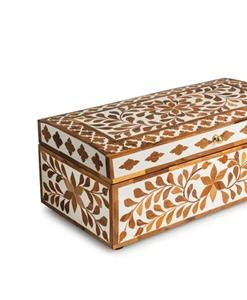 Caja de Joyería Decorativa Hecha a Mano con Diseño Marroquí de Flor de Amor con Incrustaciones de Hueso Ecológica, Decoración para Mesa del Hogar, Año Nuevo - Product Image 1