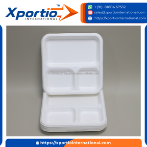 Assiette carrée en bagasse la plus vendue, plateau carré compartimenté en pulpe de canne à sucre durable, taille personnalisée, emballage en vrac pour service alimentaire - Product Image 5