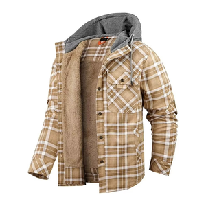 Veste chemise à carreaux pour homme avec capuche, doublure polaire, coupe-vent, vêtements d'extérieur décontractés pour l'hiver - Product Image 4