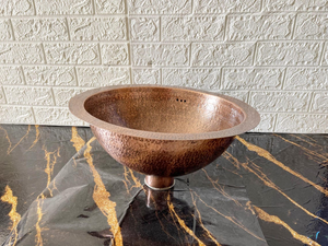 Lavabo de baño de cobre cepillado hecho a medida, lavabo de cobre para empotrar, lavabo de baño de cobre hecho a mano, lavabo rústico de lujo. - Product Image 6