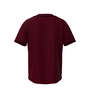Camiseta de Béisbol Color Granate de Primera Calidad para Hombre, Manga Corta, Cuello en V con Botones, Diseño a Rayas, Tejido Transpirable de Poliéster, Ropa para Adultos - Product Image 6