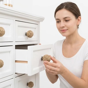 Tiradores y pomos modernos de yute tejido para cajones de sala, dormitorio, cocina, baño, armario y cómodas - Product Image 3