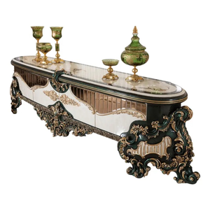 Meuble TV de style français en bois de mahogany massif, fait main, finition antique, pour salon d'appartement, meuble de luxe classique - Product Image 6