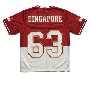 เสื้อฟุตบอลสิงคโปร์ ยูนิเซ็กซ์ คอวี แขนสั้น ระบายอากาศได้ดี ผลิตจากผ้าโพลีเอสเตอร์ตาข่าย ซับเหงื่อ สำหรับทีม ผู้ใหญ่ ทุกคน - Product Image 4