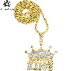 Charm_Jewells <b>King</b> <b>Crown</b> Moissanite Pendant 925 Silver 22k Gold Plated Micro Pave Hiphop Men's Necklace IGI Certified 22" Tennis - Product Image 2