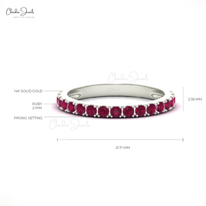 Trending July Birthstone Burma Ruby Half Eternity Band Handcrafted in 14K Solid White Gold <b>Stacking</b> <b>Ring</b> Alibaba's Top Supplier - Product Image 2