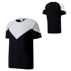 T-shirt décontracté à manches courtes pour homme, en tricot, col rond, noir et blanc, coupe classique, design uni - Product Image 1