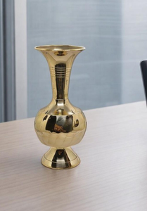 Golden Flower <b>Vase</b> Handcrafted Decorative Flower Pot for Home Decor Traditional Golden Metal <b>Vase</b> for Living Room Office - Product Image 3