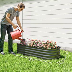 Kit Letto da Giardino Rialzato Zincato 1,49m x 0,61m x 0,30m, Fioriera in Metallo Grigio Scuro con Bordo di Sicurezza per Edifici da Giardino Esterni - Product Image 3