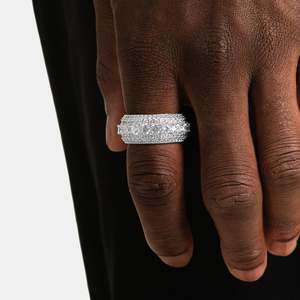 Moissanite Eternity <b>Ring</b> Set Round Brilliant Cut Channel Setting Sterling <b>Silver</b> Gold Plated Luxury Unisex Wedding Jewelry - Product Image 2