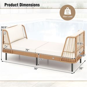 Divanetto da Esterno a 2 Posti in Vimini PE con Schienale e Braccioli a Doppia Funzione - Product Image 4
