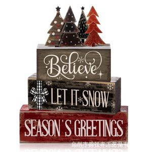 Decoraciones Navideñas de Madera para Mesa, Letreros Rústicos de Varios Niveles con Diseño Navideño, Adornos de Escritorio con Santa, Árbol y Muñeco de Nieve para Decoración del Hogar - Product Image 3
