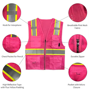 Chalecos de Seguridad de Alta Visibilidad sin Mangas con Cierre, Cintas Reflectantes para Construcción, con Logotipo Personalizado - Product Image 2