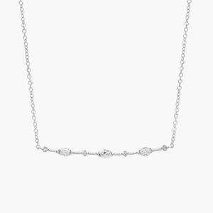 Collier station en or blanc 14 carats avec diamants de laboratoire ronds et marquises - Product Image 1