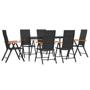 Set da pranzo in Poly Rattan 7 pezzi nero e marrone per uso giardino - Product Image 3