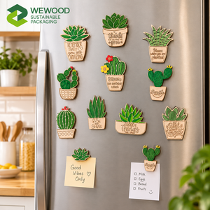 <b>Custom</b> Eco-Friendly <b>Wooden</b> Succulent Plant Wall Decor <b>Signs</b> Set Polished Digital Printing WEWOOD Brand Inspirational - Product Image 3