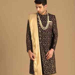 Salwar Kameez de créateur indien pakistanais pour homme, tenue de mariage traditionnelle, broderie lourde, infroissable, protection solaire - Product Image 6