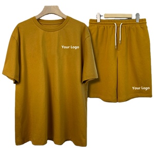 Nueva camiseta y pantalones cortos para hombre, conjunto deportivo informal bordado con logotipo personalizado de dos piezas 2025 - Product Image 6