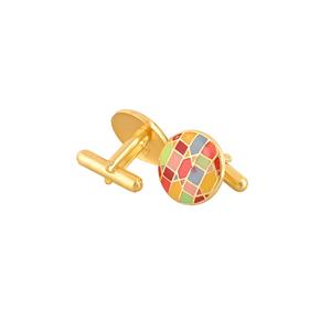 Mancuernillas Redondas de Lujo con Baño de Oro y Esmalte Multicolor para Hombre, Accesorios Geométricos para Camisa Formal, Regalo de Boda o Negocios - Product Image 5