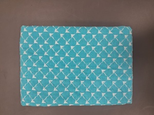 Tela de Algodón Azul Cielo de Primera Calidad con Bordado Schiffli, Muy Solicitada - Material con Borde Floral Paisley y Cuadrícula Geométrica Blanca - Product Image 5