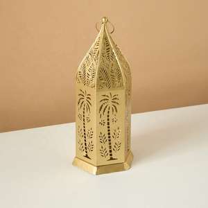 Faroles Decorativos para Ramadán, Diseño Marroquí Dorado, Farol Colgante de Metal para el Hogar, Iluminación Exterior y Decoración de Bodas - Product Image 2