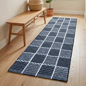 Black &amp; Ivory <strong>Check</strong> Handloom Cotton Kitchen Runner <strong>Rug</strong> for Hallway Laundry Room Farmhouse &amp; Cottage Home - Product Image 6