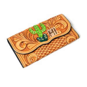 Vintage Western Women's Trifold Wallet Cowhide Leather <b>RFID</b> Wallet Zipper Closure Boho Fashion Clutch <b>Purse</b> OEM - Product Image 5