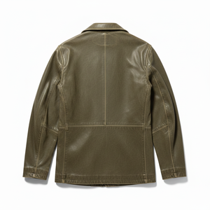 Blouson aviateur en cuir de haute qualité pour homme, logo sur le devant, coupe ajustée, coupe-vent, imperméable, respirant, léger, durable, décontracté - Product Image 2