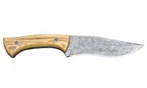 Couteau de camping artisanal en acier Damas, manche en bois, lame fixe, outil utilitaire - Product Image 4