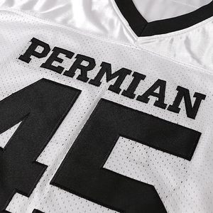 Camiseta Deportiva Personalizada de Fútbol Permian Número 45 Miles Blanca de Poliéster con Cuello en V - Product Image 6