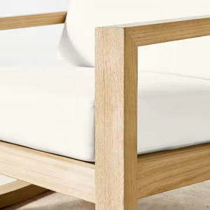 Chaise berçante extérieure Chaises berçantes en bois de teck naturel avec coussin confortable Conception simple moderne - Product Image 5