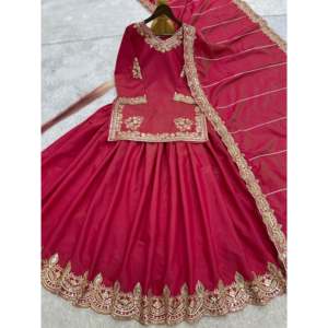 Women's Beautiful Top-Lehenga with Elegant Embroidery and <b>Sequins</b> Work Set - Product Image 4
