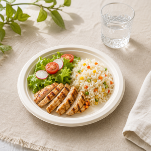 CANEX 7 Inch Bagasse Dinner Plate Biodegradable Compostable Disposable Sugarcane Fiber Microwave-safe Water Resistant - Product Image 6
