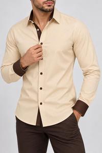 Camisa de Vestir para Hombre, Manga Larga, Color Sólido, Cuello Mao, Estilo Casual, Tela Popelina, para Primavera, Ecológica y Transpirable - Product Image 4