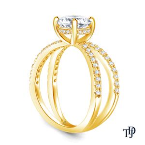 Anillo de compromiso de oro de 10K con diamantes de doble banda (naturales) y diamante central (natural) - Fabricante mayorista y minorista OEM - Product Image 4