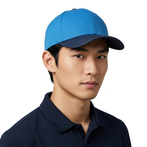 Casquette de baseball bleue à 6 panneaux, couleur contrastante, ajustée, décontractée, en coton, style uni, pour adulte, toutes saisons - Product Image 1