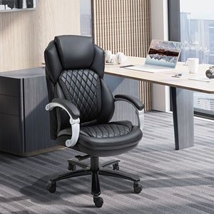Sedia da Ufficio Direzionale Grande e Alta - Schienale Alto Regolabile con Imbottitura Spessa Nera - Base in Nylon Certificata BIFMA - Product Image 2