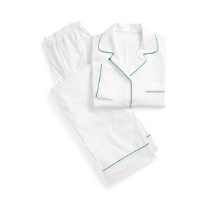 Pijamas de Algodón 100% Sueltos para Mujer, Conjunto de 2 Piezas con Camisa y Pantalones Lisos con Encaje, Ropa de Dormir para Verano, Venta al por Mayor, Moda Otoño 2026 - Product Image 3