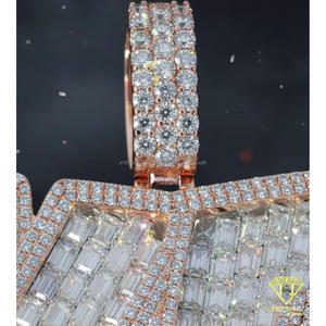 Trisha Jewels - Colgante de Letra YB de Alta Calidad en Oro Rosa y Rodio, Plata 925, Micro Pavé, Baguette, Diamantes Cultivados en Laboratorio, Certificado GIA, Estilo Hip Hop - Product Image 5