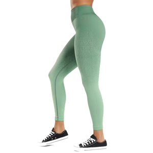 Leggings de yoga sans couture vert sauge à taille en V, collants de compression pour la gym, 100 % polyester, respirants, séchage rapide, légers - Product Image 4
