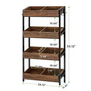 4-Tier Wood Storage Rack <b>Stand</b> Fruit and <b>Vegetable</b> Organizer - Product Image 3