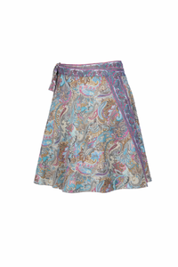 Polyester Satin Printed Paisley Casual Short <b>Skirt</b> with Drawstring Washable & Breathable Spring Season Manufacturer - Product Image 2