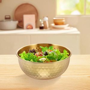 Hammered Stainless Steel Salad Mixing Bowl Deep Round Metal Serving Bowl for Salad Fruits Snacks <b>Kitchen</b> <b>Prep</b> Dining <b>Table</b> Use - Product Image 6