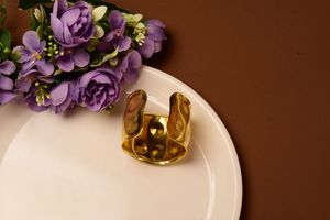Luxury Textured Gold Plated Brass Wide Cuff <b>Bracelet</b> for Women Handmade Statement Bohemian Jewelry - Product Image 1