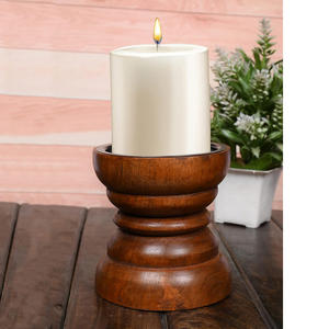 Vente d'usine de bougeoir en bois de manguier naturel sculpté à la main pour ferme, salle à manger ou chambre à coucher, mini bougeoirs en bois - Product Image 5