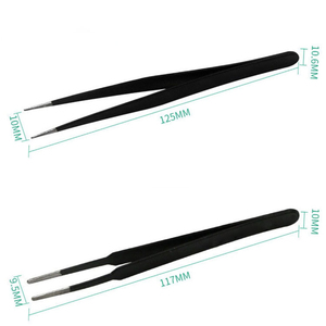 Pinzas Profesionales de Alta Calidad Antimagnéticas de Acero Inoxidable de 10 mm de Longitud con Punta Lisa para Extensiones de Pestañas, Kit de Marca Privada - Product Image 4